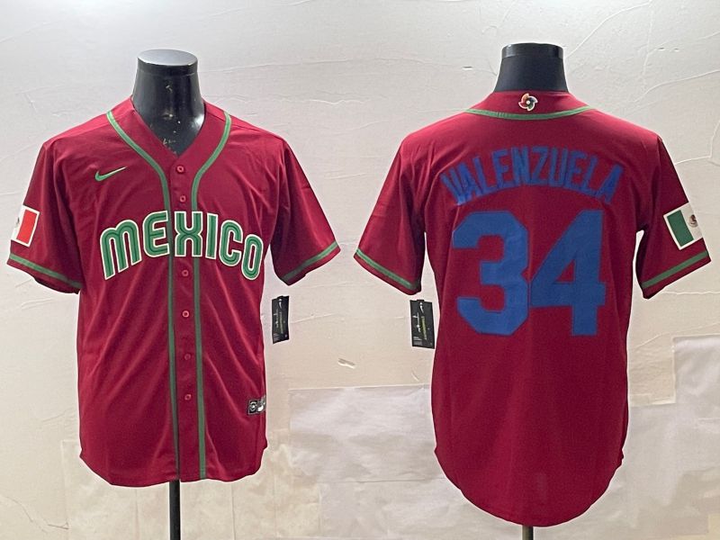 Men 2025 World Cub Mexico #34 Valenzuela Red Nike MLB Jersey style 4->more jerseys->MLB Jersey